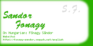 sandor fonagy business card