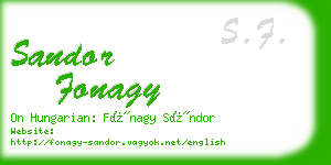 sandor fonagy business card